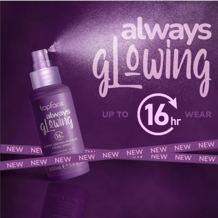 Topface rozjasňujúci fixačný sprej na make-up, Always Glowing, 100ml