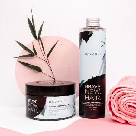 Brave New Hair bezsulfátový čistiaci šampón na mastné a citlivé vlasy, Balance, 250ml