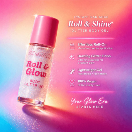 Sunkissed trblietky na telo v gélovom Roll On, Roll & Glow Body Glitter Gél, 30ml