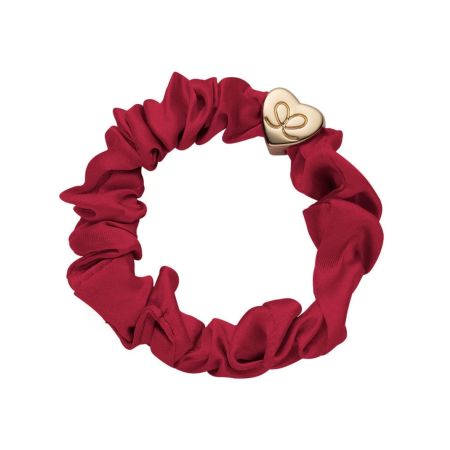 ByEloise gumička do vlasov Gold Heart Silk Scrunchie Burgundy