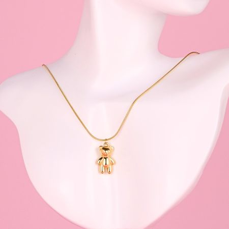 Náhrdelník s medvedíkom Stainless Steel - zlatý