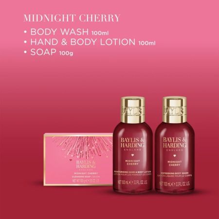 Baylis & Harding darčeková sada starostlivosti o telo Midnight Cherry Trio, 3 ks