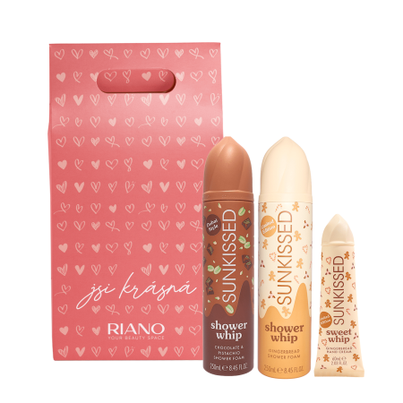 Sunkissed darčeková sada šľahačkových sprchových pien a krému na ruky V.