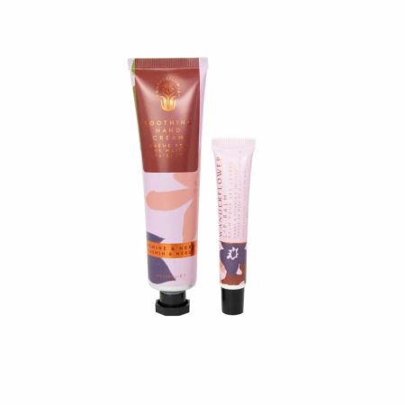 Wanderflower darčeková sada pre hebké ruky a pery Soothing Hand & Lip Gift Set, Jasmin & Neroli, 2ks