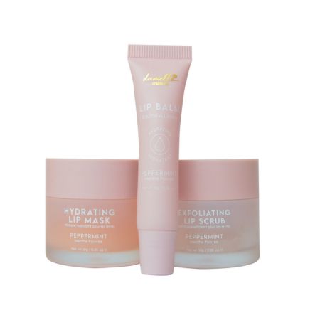 danielle creations darčeková sada starostlivosti o pery s osviežujúcou mätou - scrub, maska ​​a balzam, 3ks
