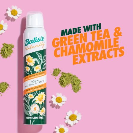 Batiste Naturally suchý šampón Green Tea & Chamomile, 200 ml