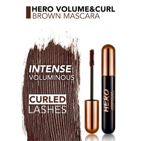 Flormar špirála na natočenie a objem rias, Hero Volume & Curl, Brown, 10ml