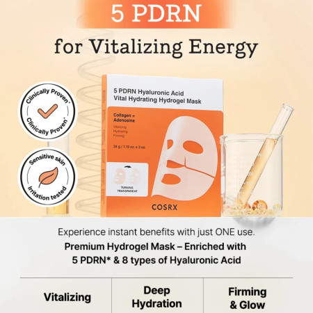 COSRX hydratačná hydrogélová maska, 5 PDRN Hyaluronic Acid Vital Hydrating Hydrogél Mask, 1ks