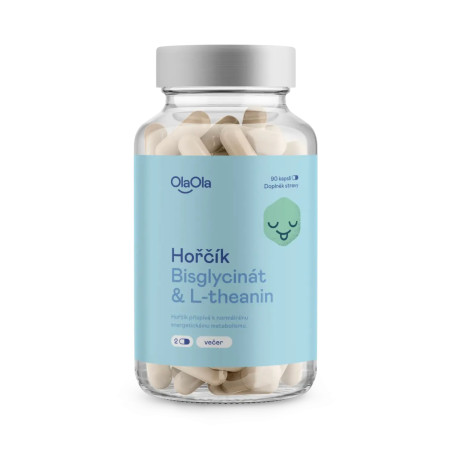 OlaOla horčík bisglycinát s L-theaninom na noc, Bysglycinate Magnesium Spánok, 90 kapuslí
