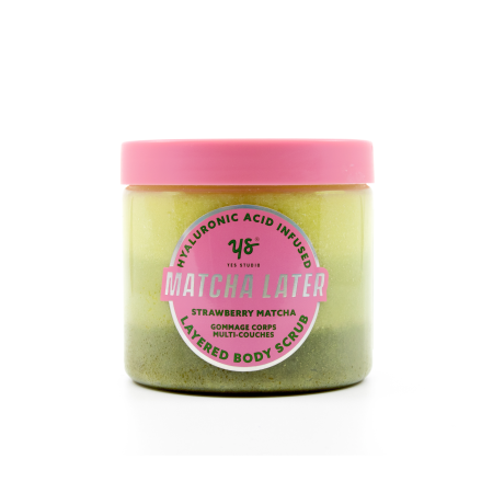 Yes Studio vyživujúci telový peeling, Layered Body Scrub, Strawberry Matcha, 600g