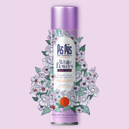 Pis Pas suchý šampón na vlasy, White Flowers, 200ml