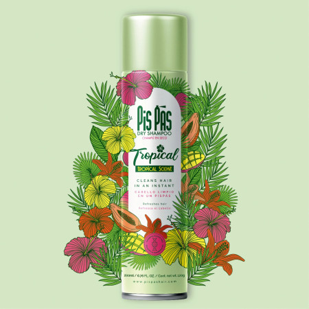 Pis Pas suchý šampón na vlasy, Tropical, 200ml