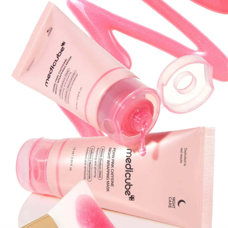 Medicube zlupovacia nočná pleťová maska s PDRN a kofeínom, Pink Caff. Night Wrap. Mask 75ml