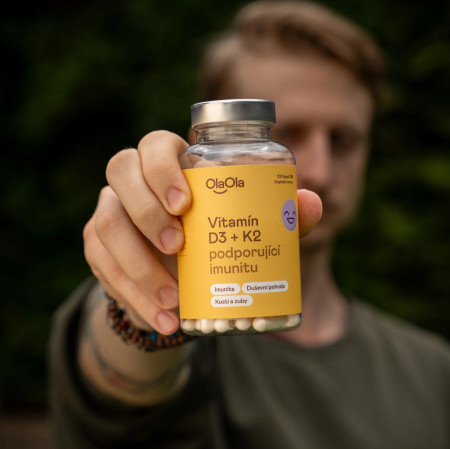 OlaOla vitamíny D3 (1000 IU) a K2 na podporu imunity a zdravých kostí, 100 kapsúl