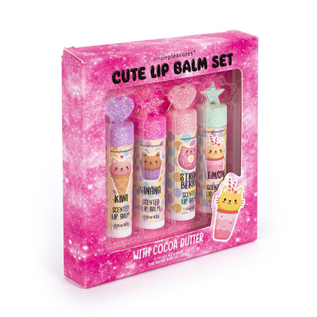 Tri Coastal darčeková sada balzamov na pery s kakaovým maslom vo vianočnom balení, Cute Lip Balm