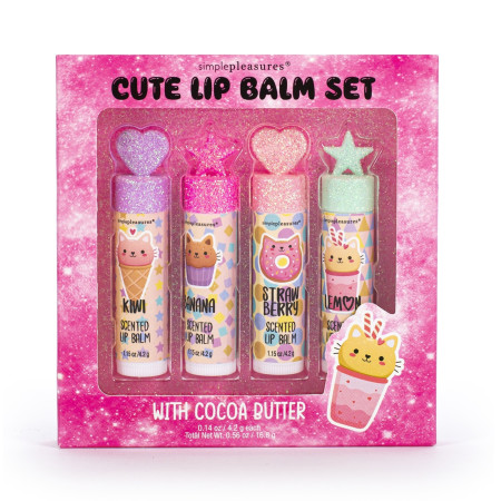 Tri Coastal darčeková sada balzamov na pery s kakaovým maslom vo vianočnom balení, Cute Lip Balm