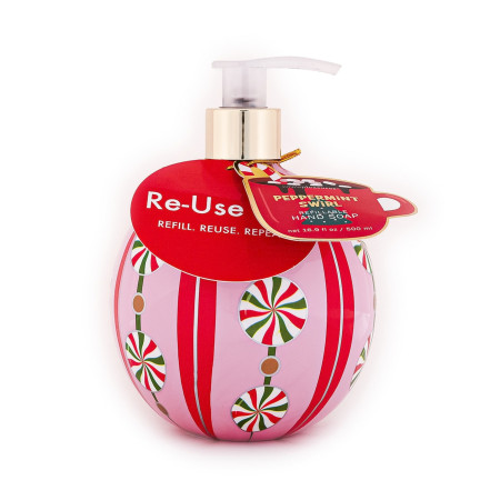 Tri Coastal tekuté mydlo na ruky vo vianočnom dizajne – guľa, Peppermint Swirl II., 500 ml