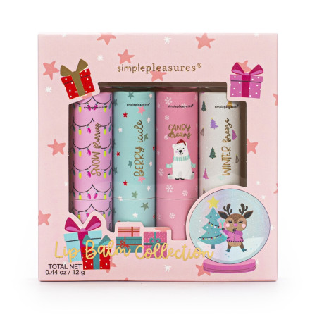 Tri Coastal darčeková sada balzamov na pery vo vianočnom balení, Lip Balm Collection – Pink, 4×3g