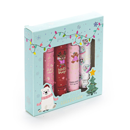 Tri Coastal darčeková sada balzamov na pery vo vianočnom balení, Lip Balm Collection – Blue, 4×3g