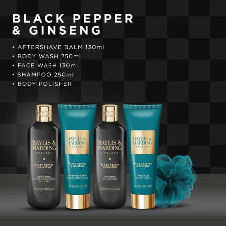 Baylis & Harding darčeková sada pre mužov, Black Pepper & Ginseng Men's Body Care Gift Set, 5ks