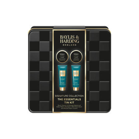 Baylis & Harding darčeková sada pre mužov, Black Pepper & Ginseng Men's The Essentials Tin Kit Gift Set, 4ks