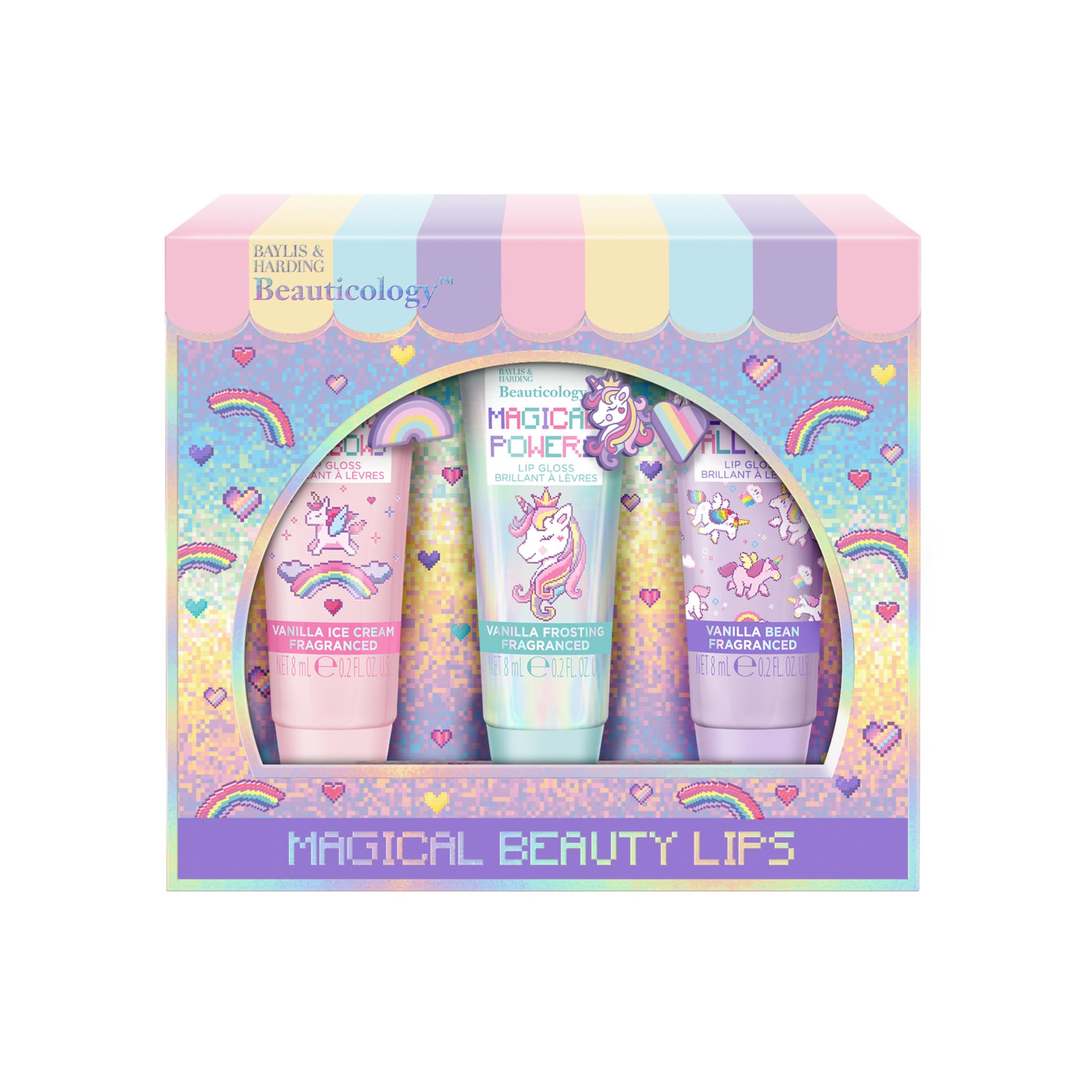 Baylis & Harding darčeková sada Beauticology Beauty Lip Gloss Trio Gift Set, 3 × 8 ml