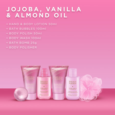 Baylis & Harding darčeková sada, Jojoba, Vanilla & Almond Oil Luxury Pamper Present Set, 6ks