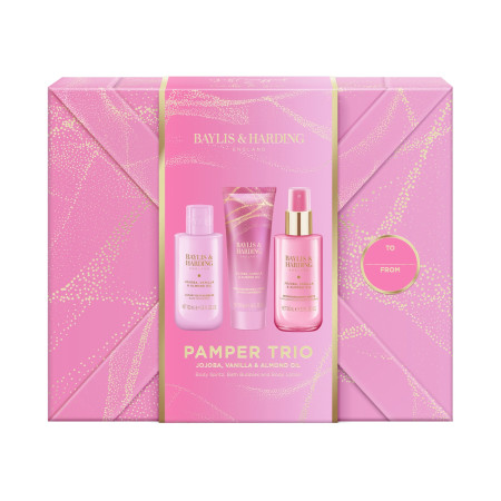 Baylis & Harding darčeková sada, Jojoba, Vanilla & Almond Oil Gift Wrapped Pamper Set, 3ks