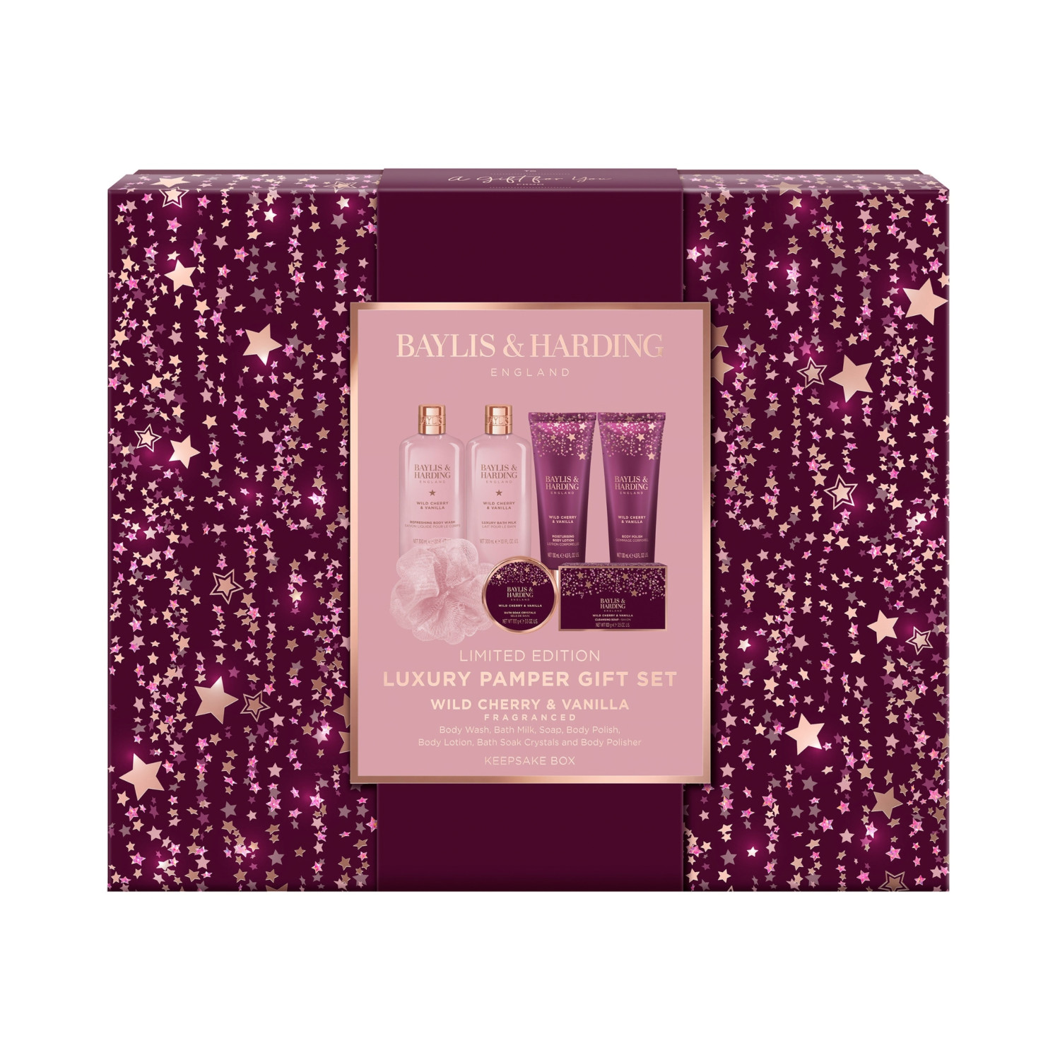 Baylis & Harding darčeková sada, Wild Cherry & Vanilla Luxury Pamper Gift Set, 7ks