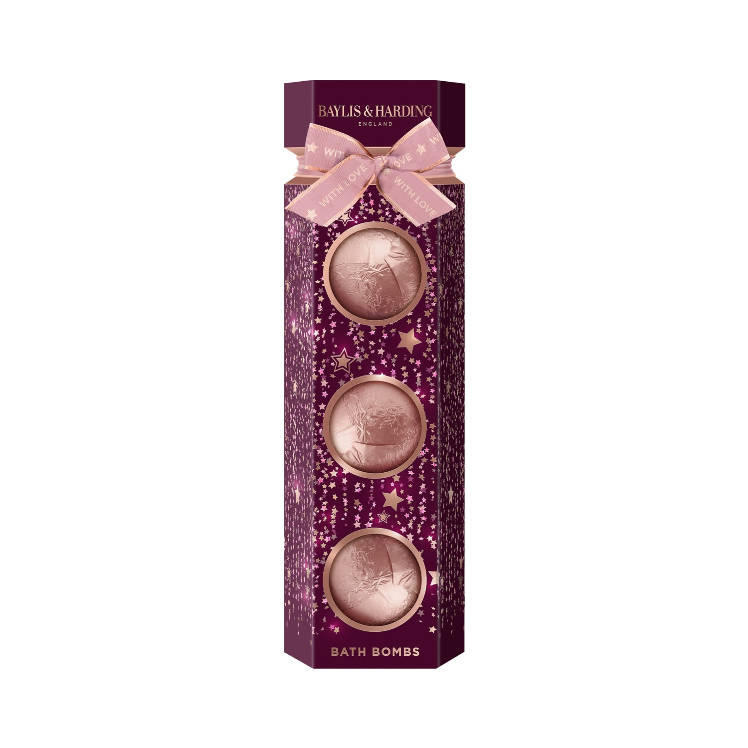 Baylis & Harding šumivé bomby do kúpeľa v darčekovom balení, Wild Cherry & Vanilla Luxury Bath Bomb Trio Gift Set, 3×100 g