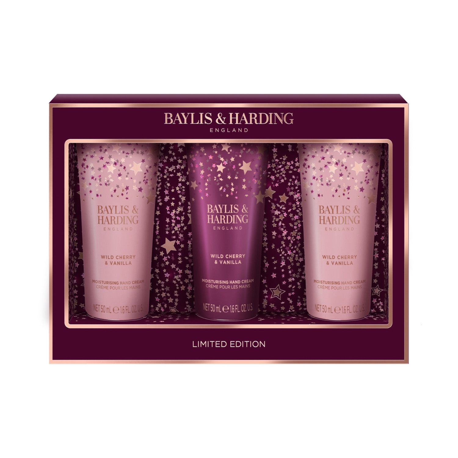 Baylis & Harding darčeková sada, Wild Cherry & Vanilla Luxury Hand Treats Gift Set, 3x50ml