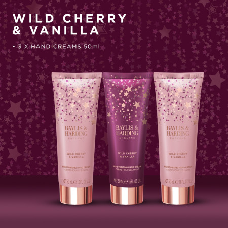Baylis & Harding darčeková sada, Wild Cherry & Vanilla Luxury Hand Treats Gift Set, 3x50ml