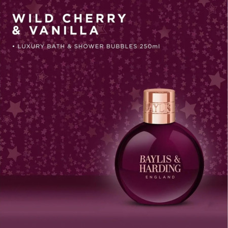 Baylis & Harding pena do kúpeľa, Wild Cherry & Vanilla Festive Bauble Gift, 250ml