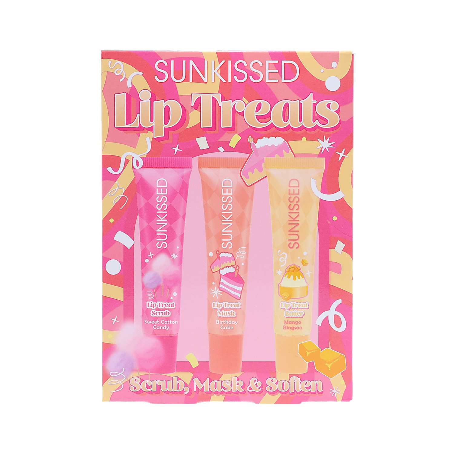 Sunkissed darčeková sada na pery Scrub & Maska & Balzam na pery, Lip Treats, 3 ks
