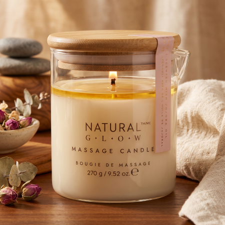 Natural Glow masážna sviečka s jojobovým olejom, Patchouli, 270 g