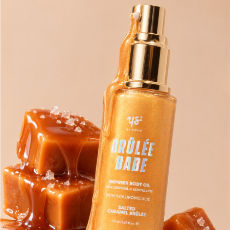 Yes Studio trblietavý olej na telo, Shimmer Body Oil Salted Caramel Brulee, 50ml