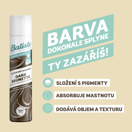 Batiste suchý šampón pre tmavo hnedé vlasy, 200ml